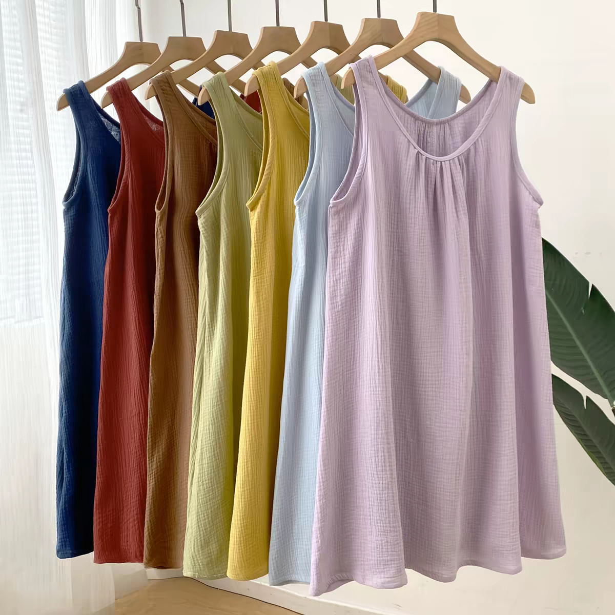 Midi Dress - Sommerliches, lässiges Damen-Tanktop-Kleid aus 100 %