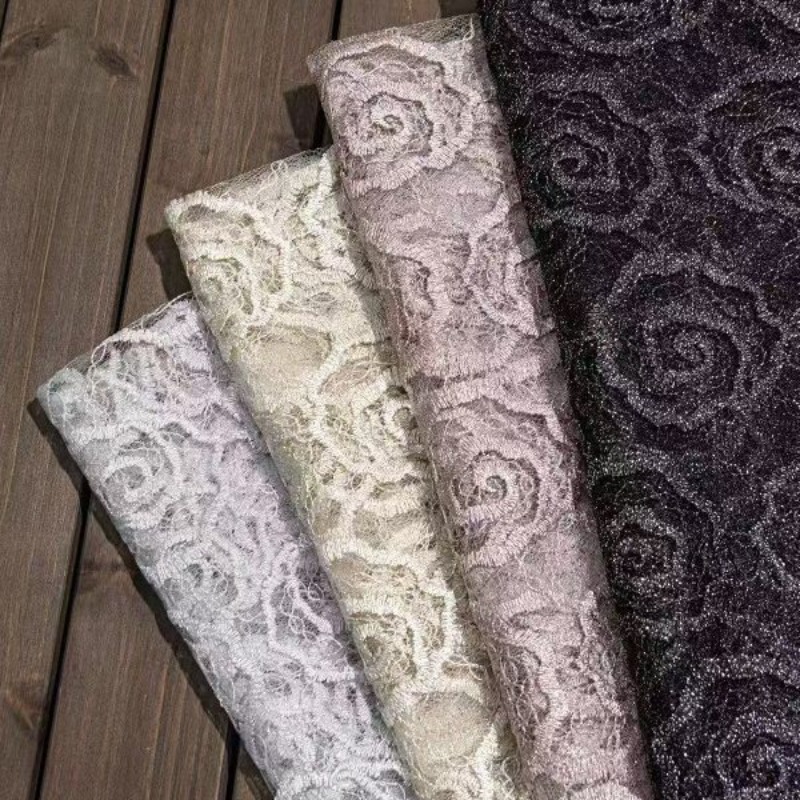 Lace Dress - Bestickter Tüll-Spitzenstoff mit Rundstich-Rosenmuster, Hochwertiger Chinesischer