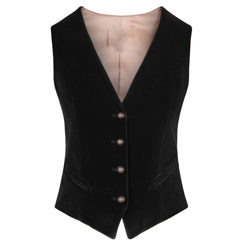 Womens Blazer - Damen-Weste aus Samt mit V-Ausschnitt und