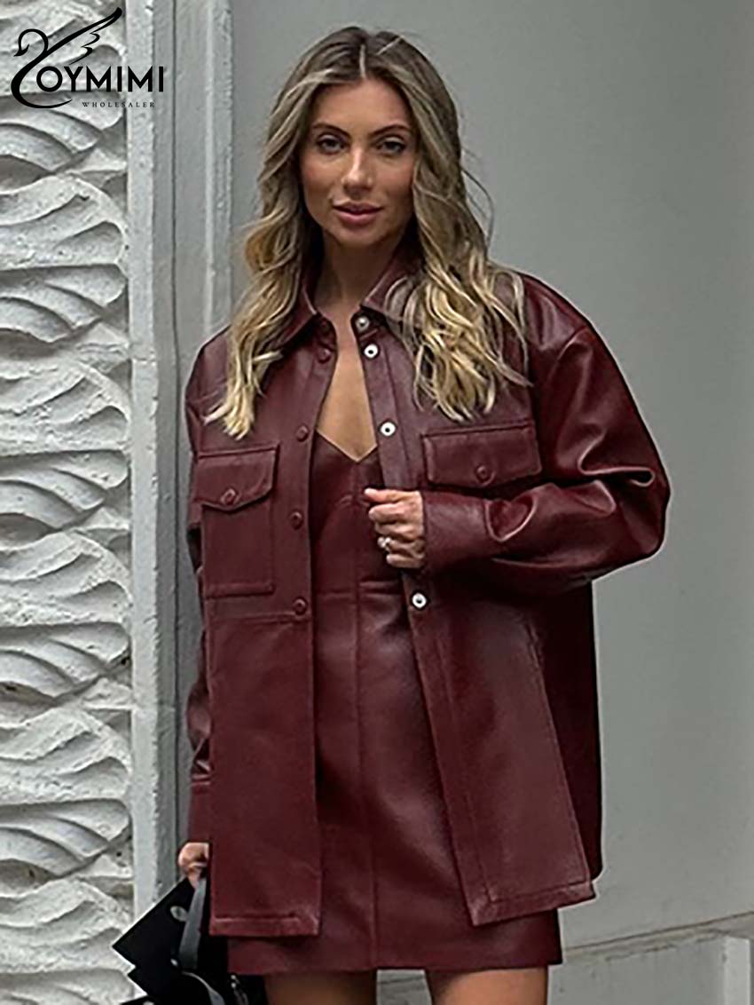 Oymimi Mode Weinrot Pu Leder f – Women'S Red Formal Wear Bewertung und Preis