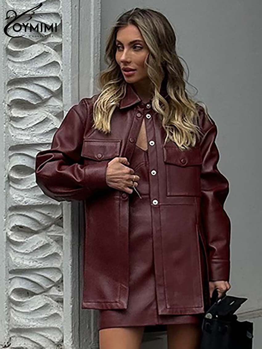 Oymimi Mode Weinrot Pu Leder f – Women'S Red Formal Wear Bewertung und Preis