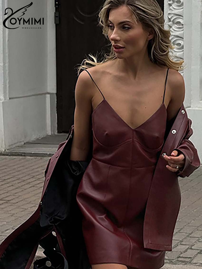 Oymimi Mode Weinrot Pu Leder f – Women'S Red Formal Wear Bewertung und Preis