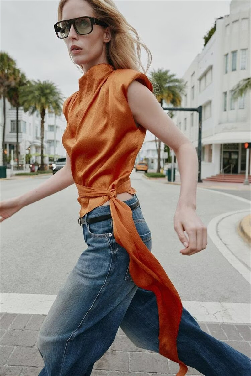 Satin-Schal-Kragen-Top ohne Är – Silk Blouse Bewertung und Preis